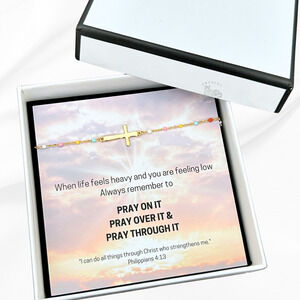 18K Gold Plated Cross Bracelet – S925 Sterling Silver & Zircon, Gift Boxed